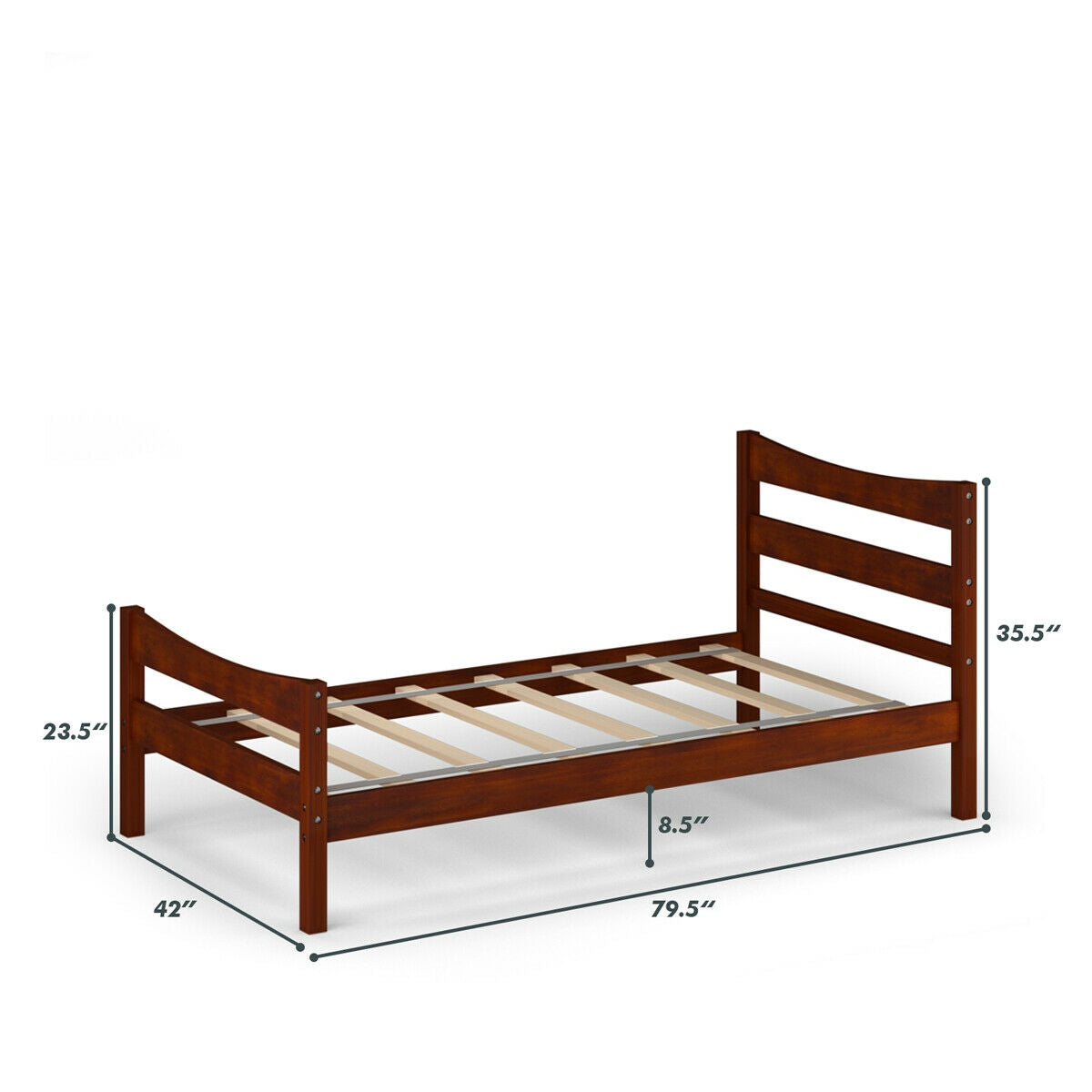 Twin Size Rustic Platform Bed Frame with Headboard and Footboard