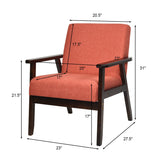 Solid Rubber Wood Fabric Accent Armchair