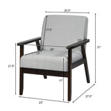 Solid Rubber Wood Fabric Accent Armchair