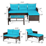 3 Pieces Patio Wicker Rattan Sofa Set