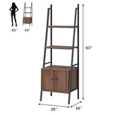 Ladder Shelf 3 Tier Bookcase Metal Frame Bookshelf