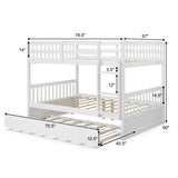 Full over Full Bunk Bed Platform Wood Bed with Ladder