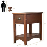 Set of 2 Contemporary Side End Table with Drawer