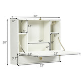 Wall Mounted Folding Laptop Desk Hideaway Organizer Storage-White
