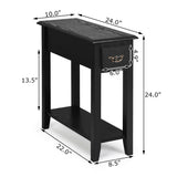 End Table Bedside Sofa End Table Narrow Nightstand with Wooden Legs