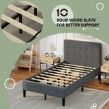 Platform Bed with Button Tufted Headboard