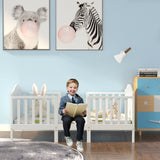 2-in-1 Classic Convertible Wooden Toddler Bed with 2 Side Guardrails for Extra Safety-White