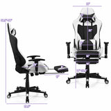 PU Leather Gaming Chair with USB Massage and Lumbar Pillow Footrest
