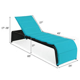 Patio Rattan Lounge Chair Back Adjustable Chaise Recliner  with Cushioned