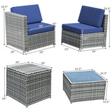 8 Piece Wicker Sofa Rattan Dinning Set Patio Furniture with Storage Table