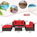 5 Pieces Outdoor Patio Rattan Furniture Set With Cushions