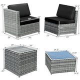 8 Piece Wicker Sofa Rattan Dinning Set Patio Furniture with Storage Table