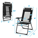 4 Pieces Patio Garden Adjustable Reclining Folding Chairs with Headrest