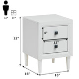2Pcs Multipurpose Retro Nightstand with 2 Drawers