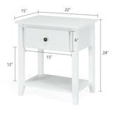 Nightstand with Drawer and Storage Shelf for Bedroom Living Room