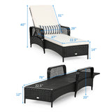 PE Rattan Chaise Lounge Chair Arm Chair Recliner Adjustable with Pillow