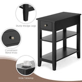 3-Tier Nightstand Bedside Table Sofa Side with Double Shelves Drawer