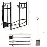 36 Inch Fireplace Log Holder with Kindling Holders and Shovel