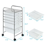 6 Drawers Rolling Storage Cart Organizer-Transparent