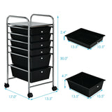 6 Drawers Rolling Storage Cart Organizer-Transparent