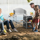 Foldable Outdoor BBQ Portable Grilling Table With Windscreen Bag