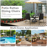 4 Pieces Patio Wicker Rattan Dining Set with Comfy Cushions