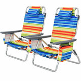 4-Pack 5-Position Outdoor Folding Backpack Beach Reclining Chair with Pillow
