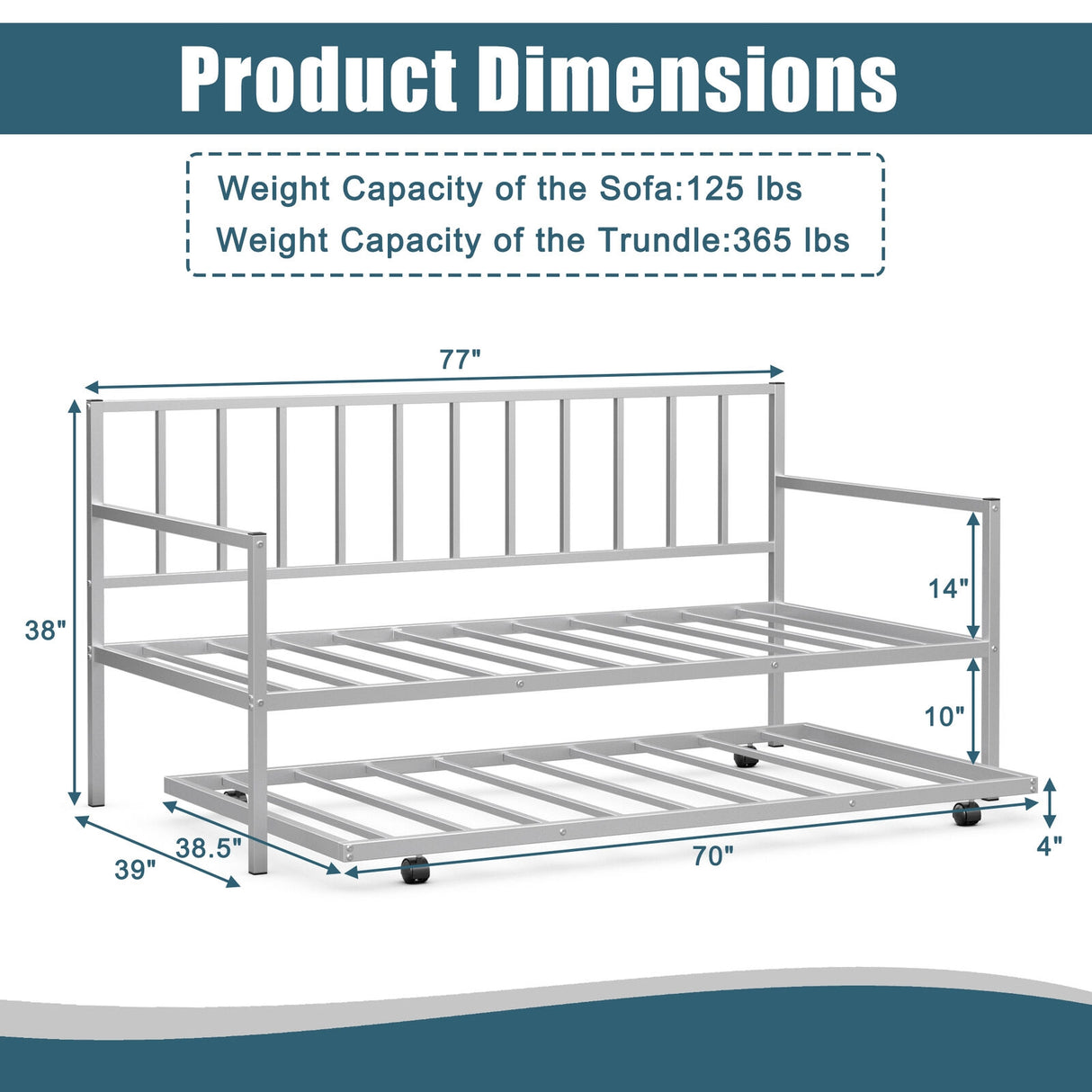 Twin Size Daybed and Trundle Frame Set Trundle Bedframe