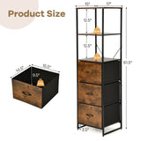 Freestanding Vertical 3 Drawer Dresser with 3 Shelves-Rustic Brown
