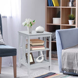 3-Tier Nightstand Sofa Side Table with Baffles and Round Corners