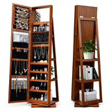 360Â° Rotatable 2-in-1 Lockable Jewelry Cabinet with Full-Length Mirror