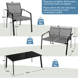4 Pieces Patio Furniture Set with Armrest Loveseat Sofas and Glass Table Deck