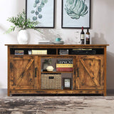 60"Industrial TV Stand Entertainment Center with Shelve and Cabinet-Brown