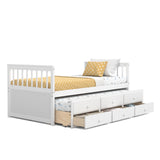 Twin Captainâs Bed with Trundle and 3 Storage Drawers