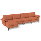 Extra Large L-shaped Sectional Sofa with Reversible Chaise and 2 USB Ports for 4-5 People