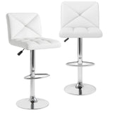 PU Leather Upholstered Bar Stools Set of 2 with Back and Adjustable Height
