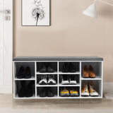 10-Cube Organizer Shoe Storage Bench with Cushion for Entryway