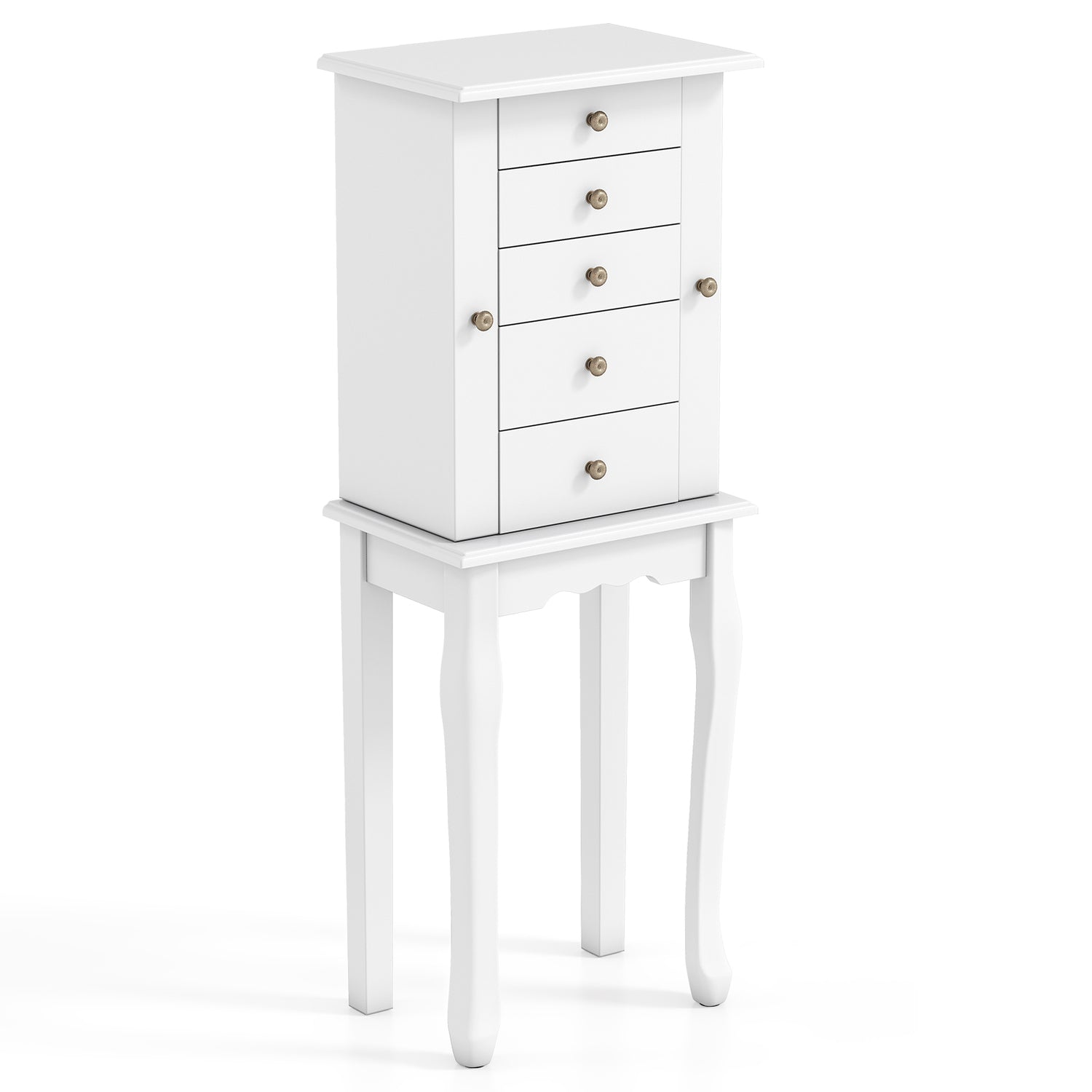 2 Colors Armoire Storage Standing Jewelry Cabinet with Mirror