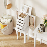 2 Colors Armoire Storage Standing Jewelry Cabinet with Mirror