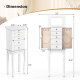 2 Colors Armoire Storage Standing Jewelry Cabinet with Mirror