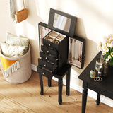 2 Colors Armoire Storage Standing Jewelry Cabinet with Mirror