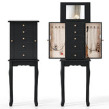 2 Colors Armoire Storage Standing Jewelry Cabinet with Mirror