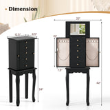 2 Colors Armoire Storage Standing Jewelry Cabinet with Mirror
