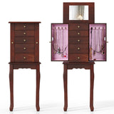 2 Colors Armoire Storage Standing Jewelry Cabinet with Mirror