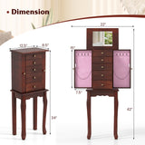 2 Colors Armoire Storage Standing Jewelry Cabinet with Mirror
