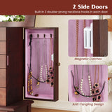 2 Colors Armoire Storage Standing Jewelry Cabinet with Mirror