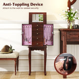 2 Colors Armoire Storage Standing Jewelry Cabinet with Mirror