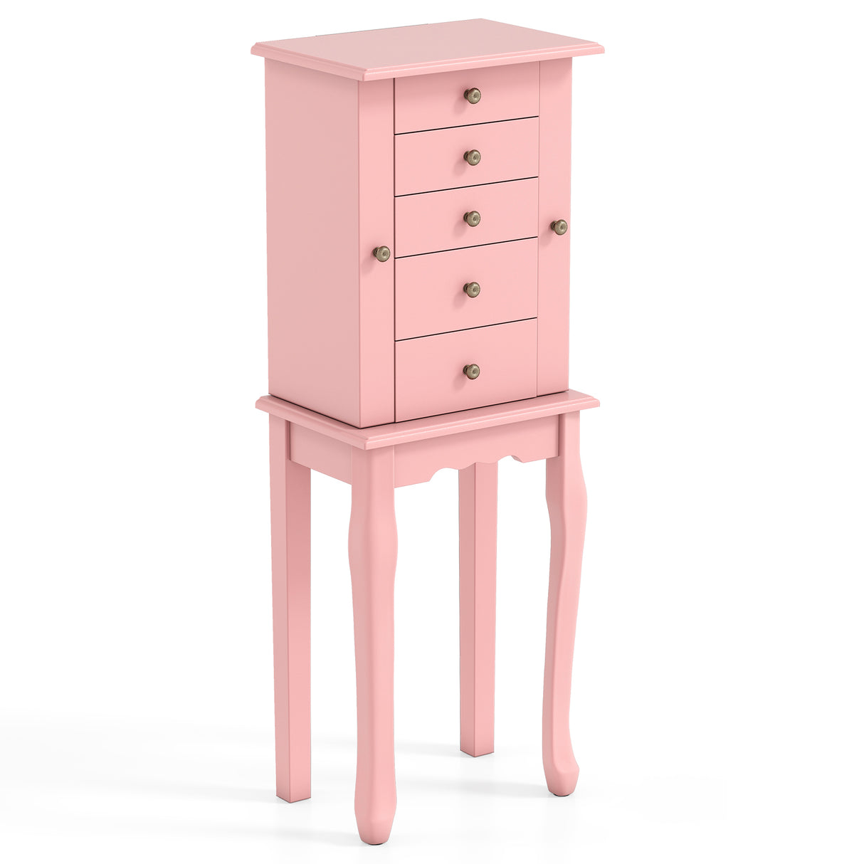 2 Colors Armoire Storage Standing Jewelry Cabinet with Mirror