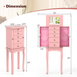 2 Colors Armoire Storage Standing Jewelry Cabinet with Mirror