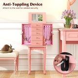 2 Colors Armoire Storage Standing Jewelry Cabinet with Mirror